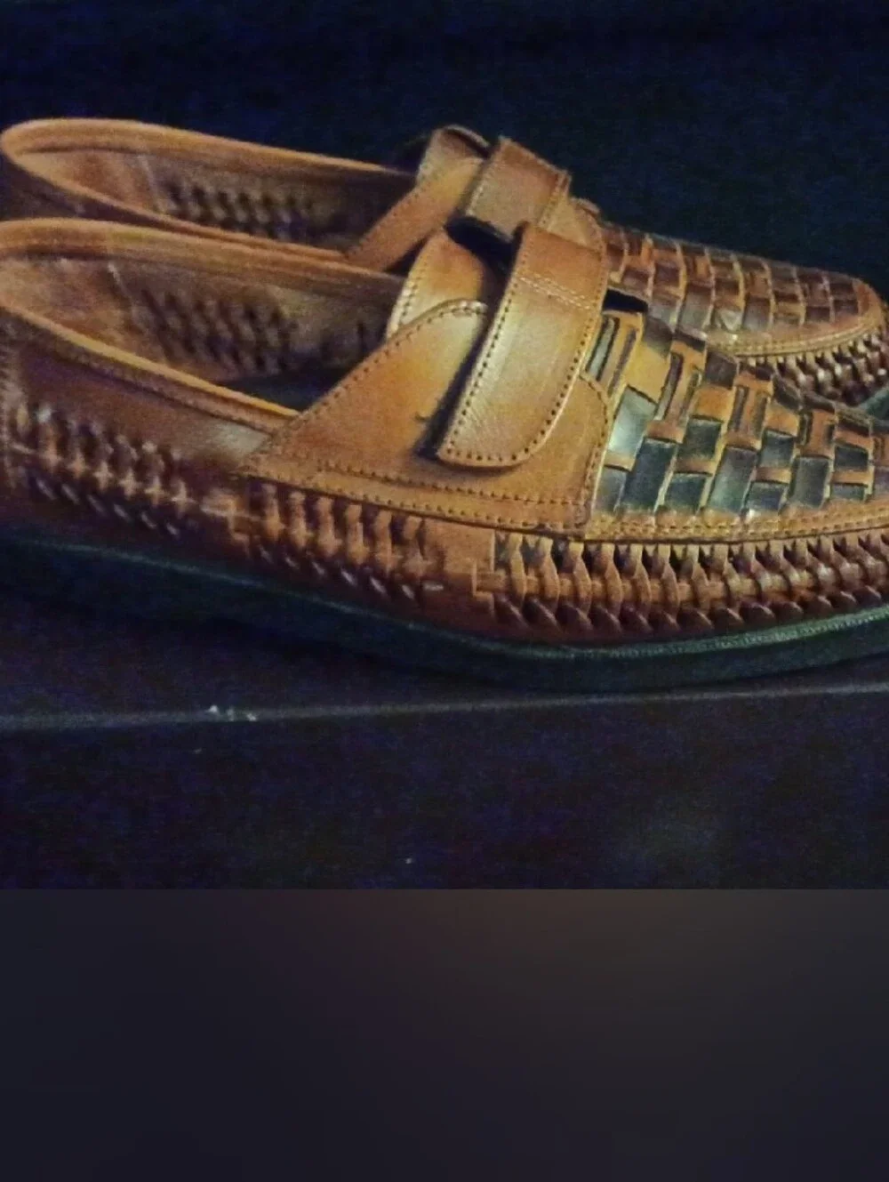 Haband Gold Coast Men's Brown Woven Leather Slip-On Loafers Sz 9.5